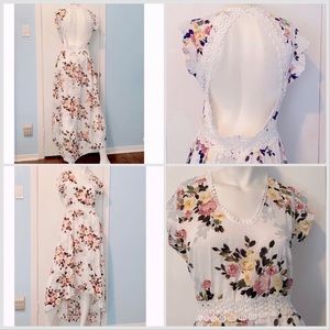 White Floral High Low Maxi Dress